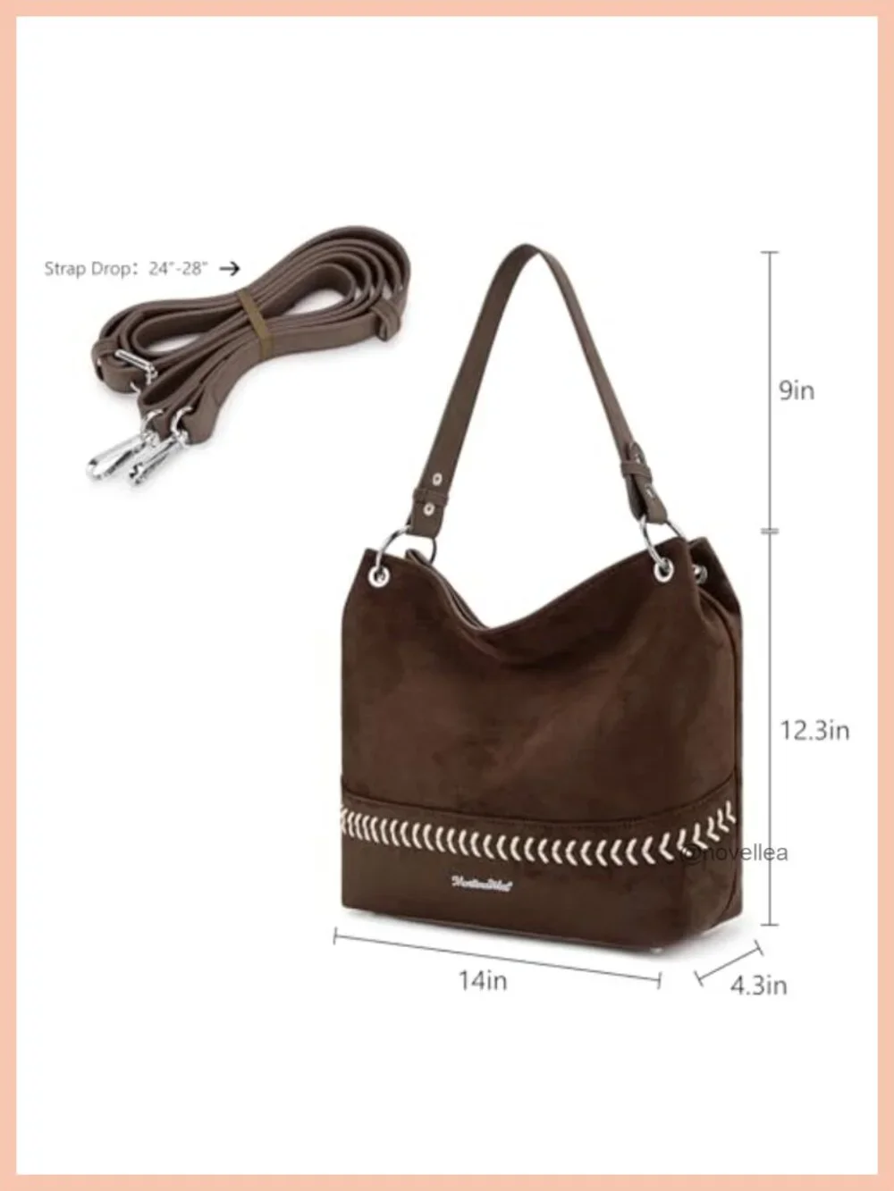 Faux Suede Hobo Bag with Zip-Top Closure, Anti-Theft Pocket, Wide Strap, Tote